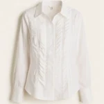 Camisa Manga Larga De Algodon Con Detalles Presentados Color Blanca