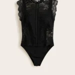 Body Semitrasnparente Con Encaje Color Negro