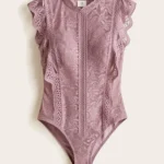 Body Semitrasnparente Con Encaje Color Mauve