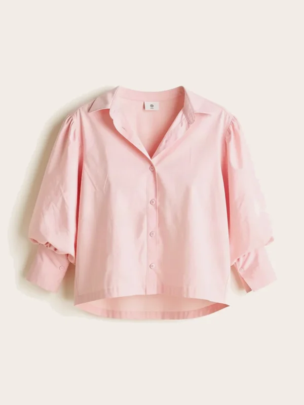 Camisa de Algodón con Mangas Ballon – Pink