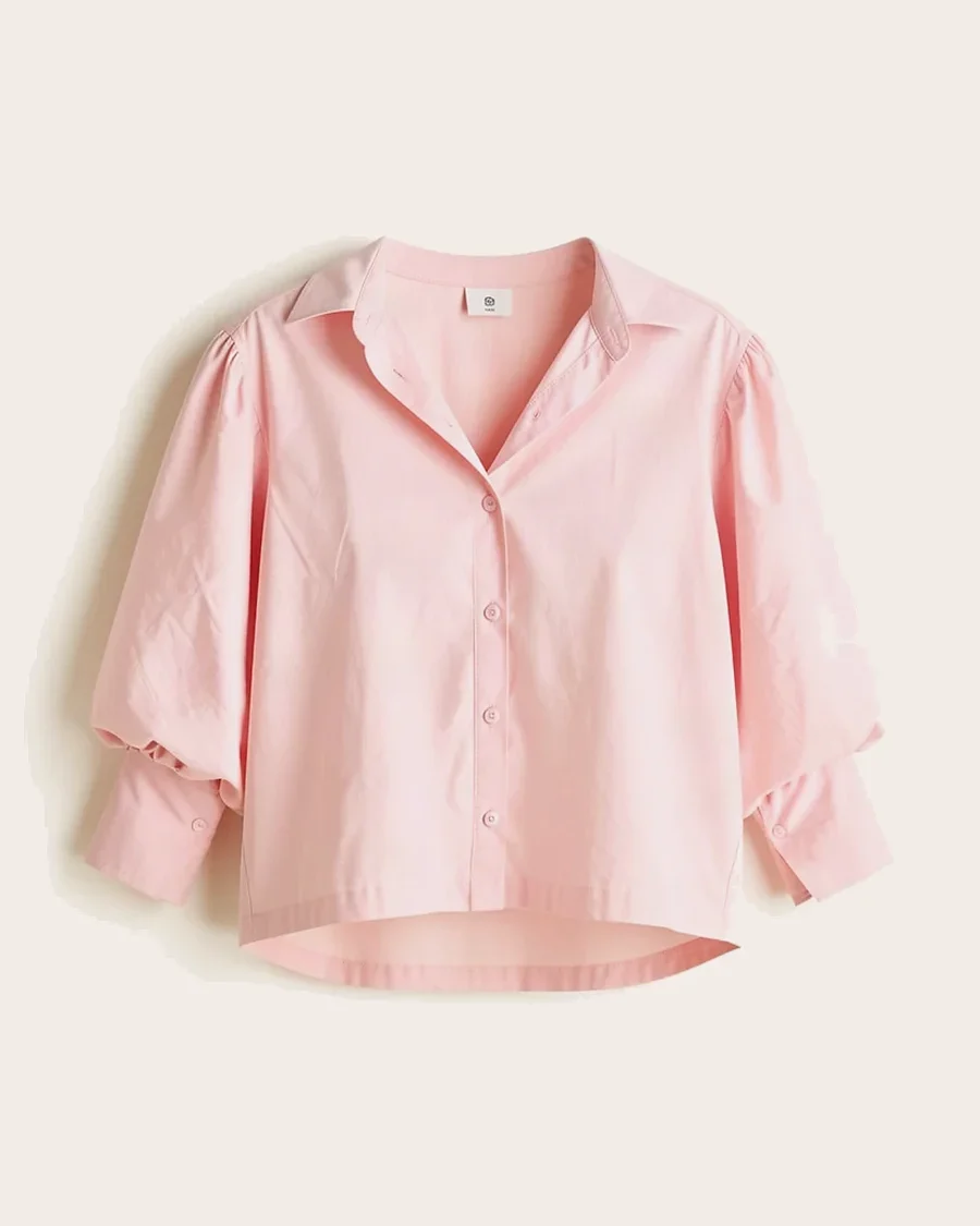 Camisa de Algodón con Mangas Ballon – Pink